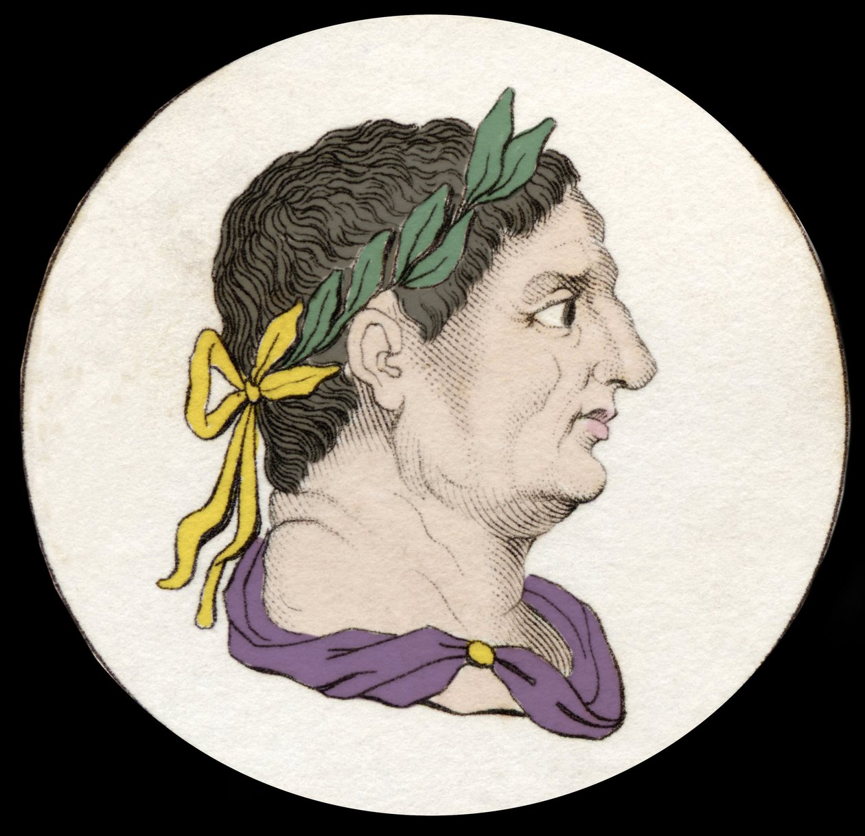 Portrait of Vitellius (15-69) er en romersk keiser. Gravering av 1800-tallet. av Unknown artist