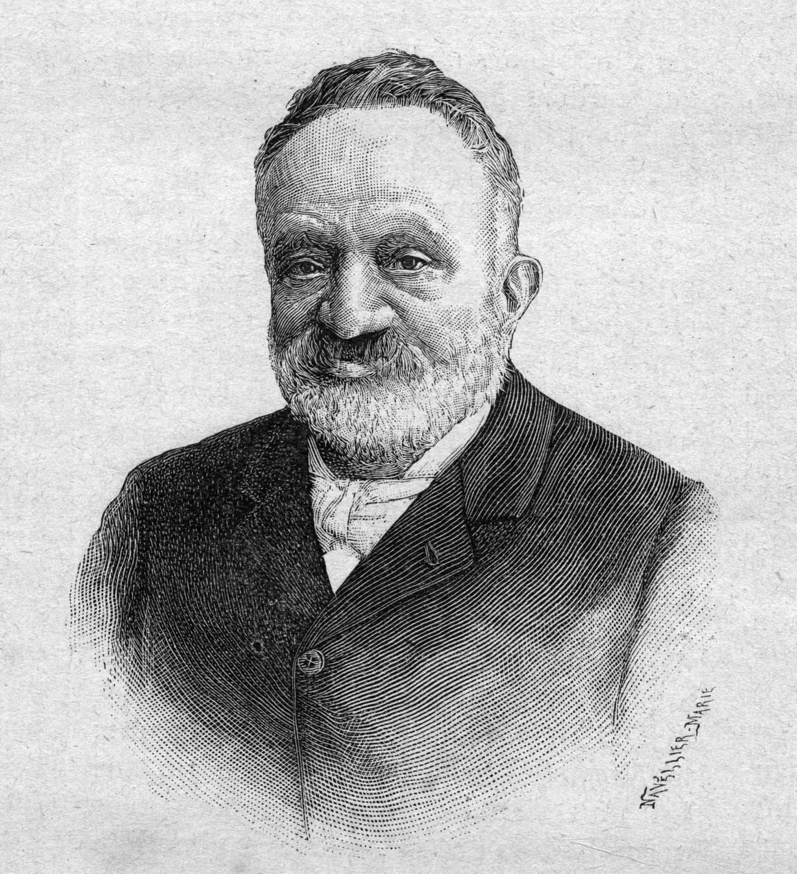 Portrait of Wilfrid de Fonvielle 1824-1914 French journalist and aeronaute - engraving of 1893 av Unknown artist