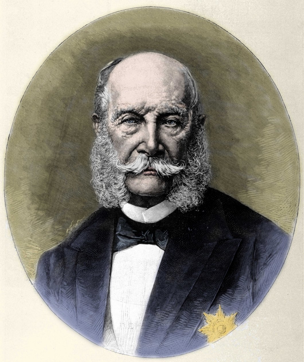 Portrett av Vilhelm I (1797-1888), konge av Preussen og keiser av Tyskland. Gravering fra slutten av 1800-tallet. av Unknown artist