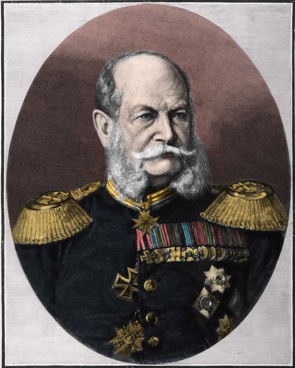 Portrett av Vilhelm I (1797-1888), konge av Preussen og keiser av Tyskland. Gravering fra slutten av 1800-tallet. av Unknown artist