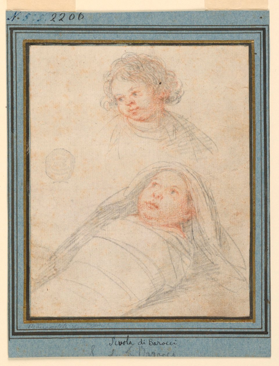 Portrett av en gutt og et svøpt barn av Unknown artist