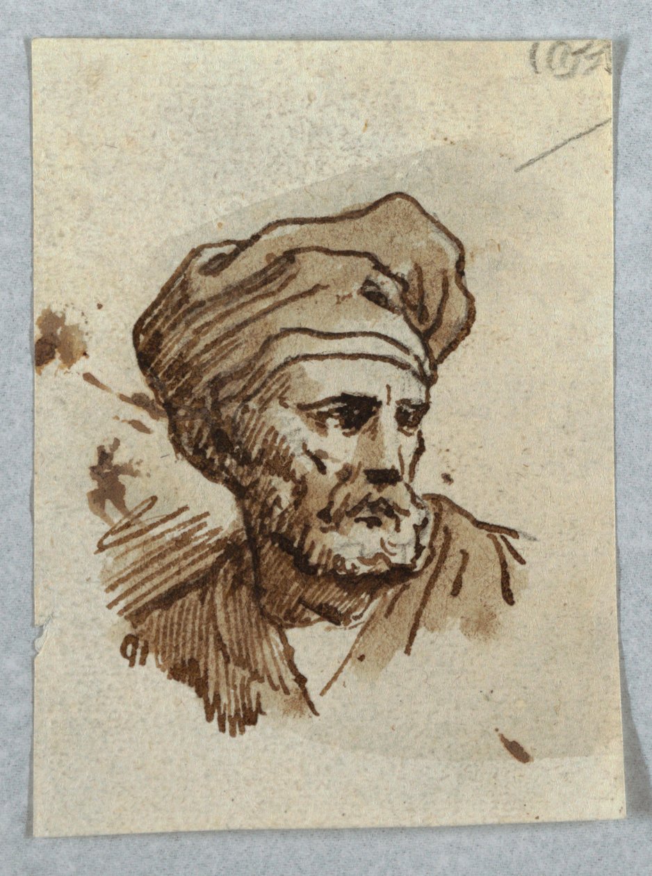Portrett av en mann med caps av Unknown artist