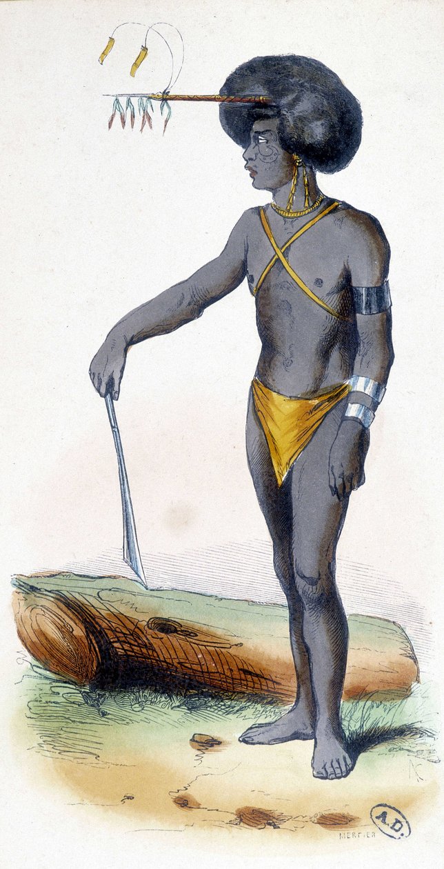 Portrett av en Papua, folk fra New Guinea. av Unknown artist