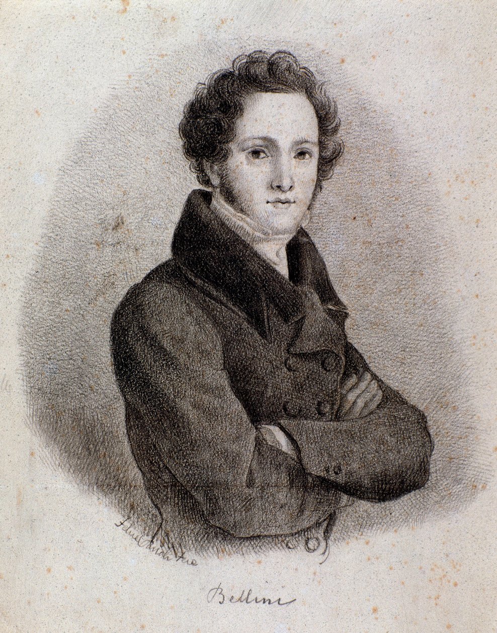 Portrett av den italienske komponisten Vincenzo Bellini (gravering. 1800-tallet) av Unknown artist