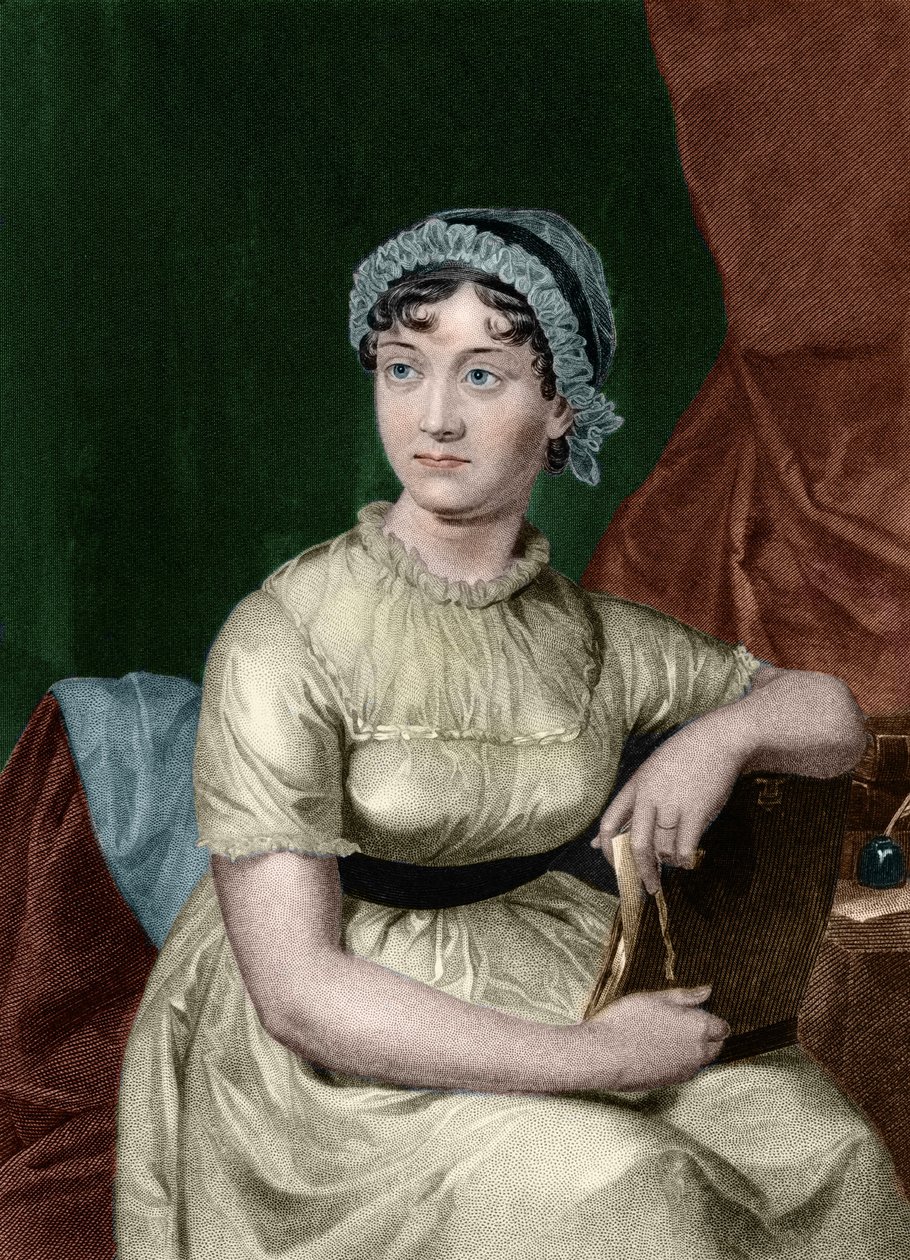 Portrett av den engelske forfatteren Jane Austen (1775-1817) Gravering fra boken "Portrait gallery of eminent men and women of Europe and America" av biograf Evert Augustus Duyckinck (1816-1878). 1893, bd. 1 av Unknown artist
