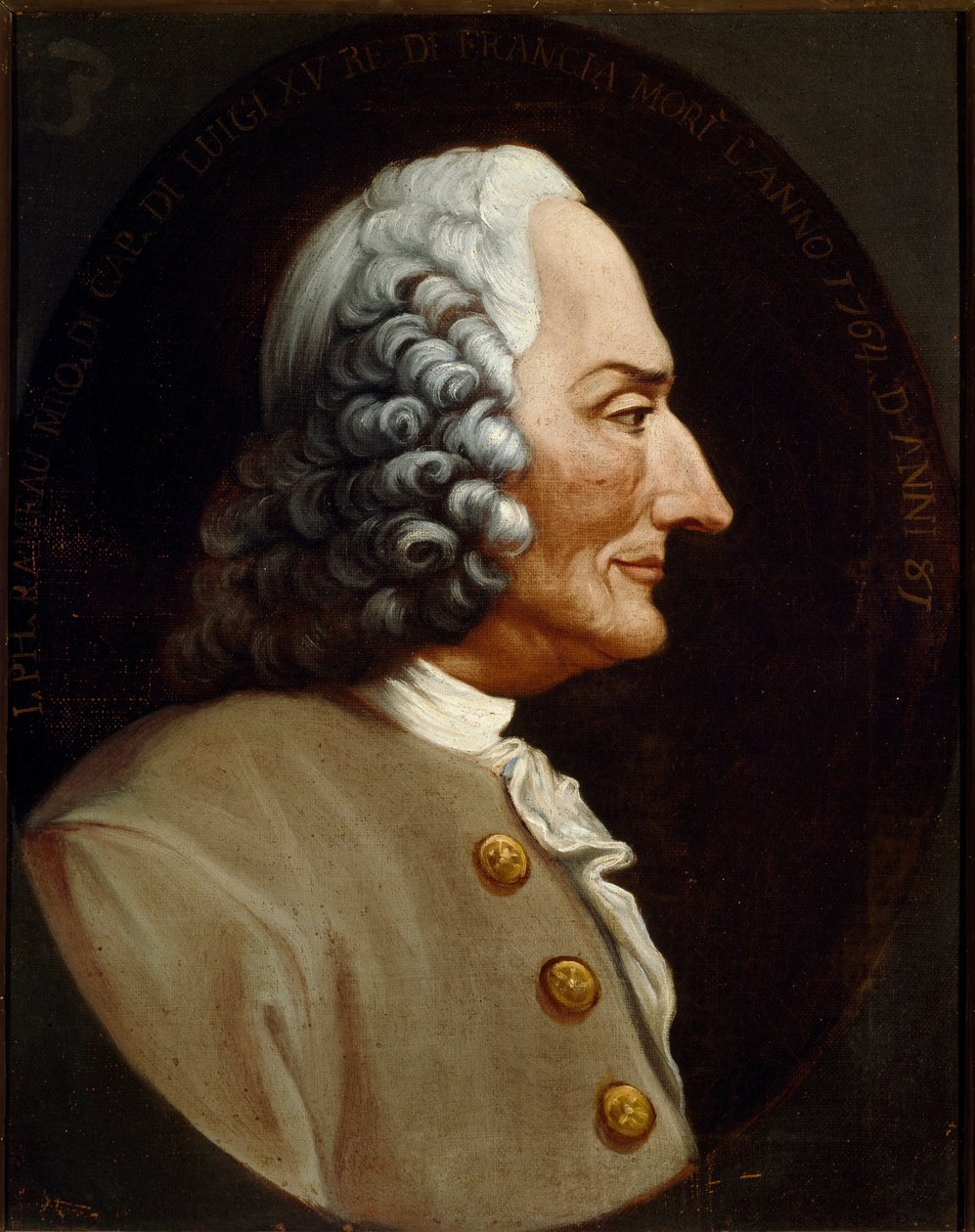 Portrett av den franske komponisten Jean Philippe (Jean-Philippe) Rameau (1683-1764) Anonymt maleri fra 1700-tallet. Bologna Civico Museo Bibliografico Musical av Unknown artist