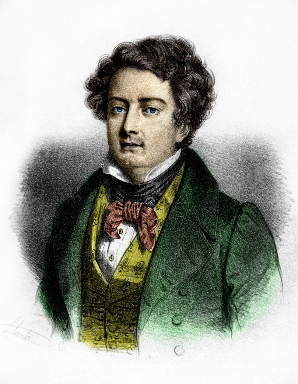 Portrett av den franske tenoren Adolphe Nourrit (1802-1839). av Unknown artist