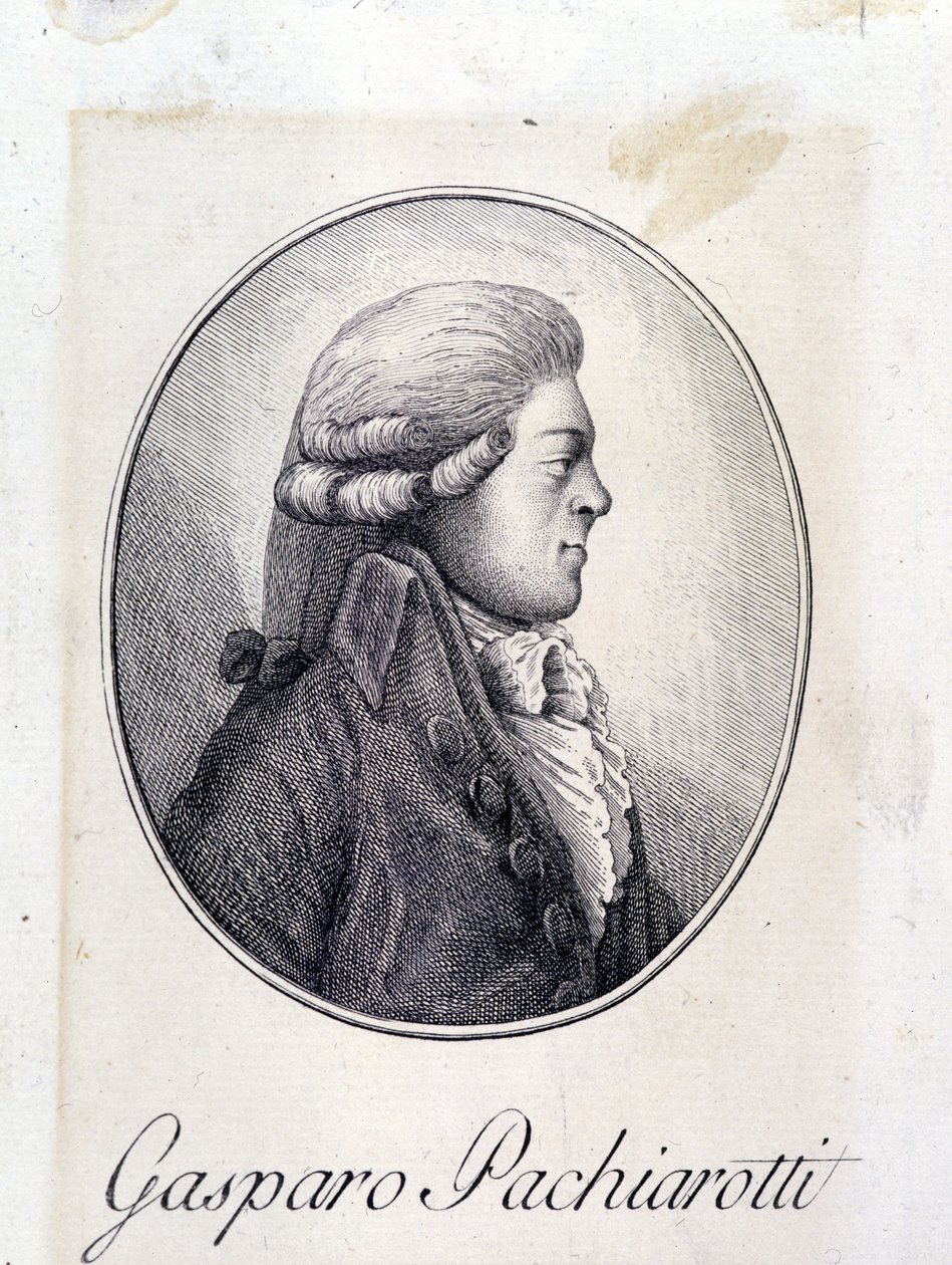 Portrett av den italienske kastraten Gasparo Pacchierotti (Pacchiarotti) (1740 - 1821). Gravering av 1800-tallet. av Unknown artist