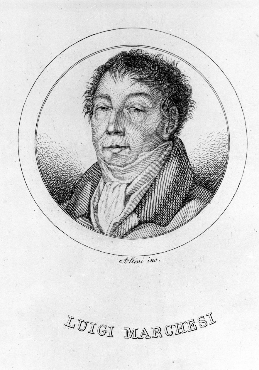 Portrett av den italienske kastraten Luigi Marchesi (1754 - 1829) også kjent som Marchesini. Gravering av 1800-tallet. av Unknown artist