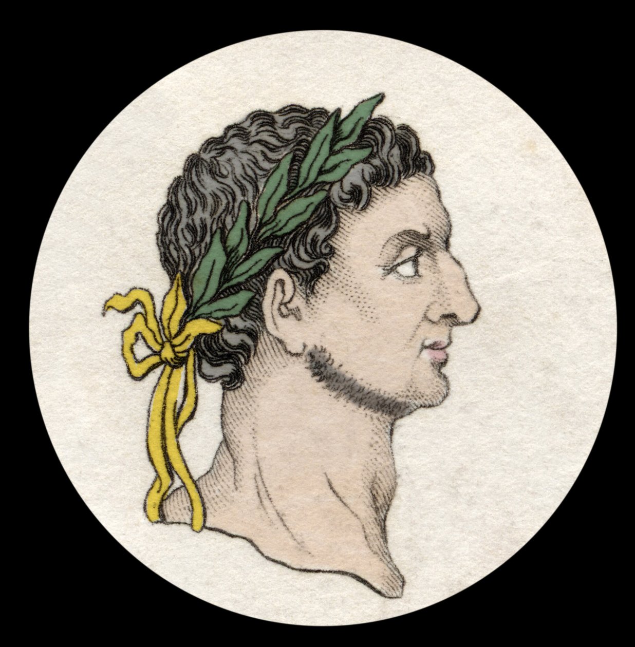 Portrett av den romerske keiseren Othon (Marcus Othon Caesar Augustus) (32-69). Gravering av 1800-tallet. av Unknown artist