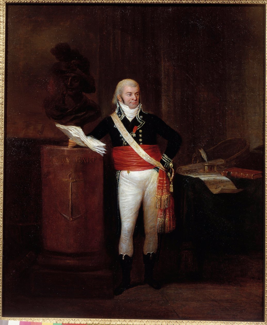 Portrett av borgeren Emmery, borgermester i Dunkerque utmerket av Napoleon Bonaparte støtter bysten av Jean Bart Anonymous-maleri. 18. århundre. Paris, Museum of the Legion d
