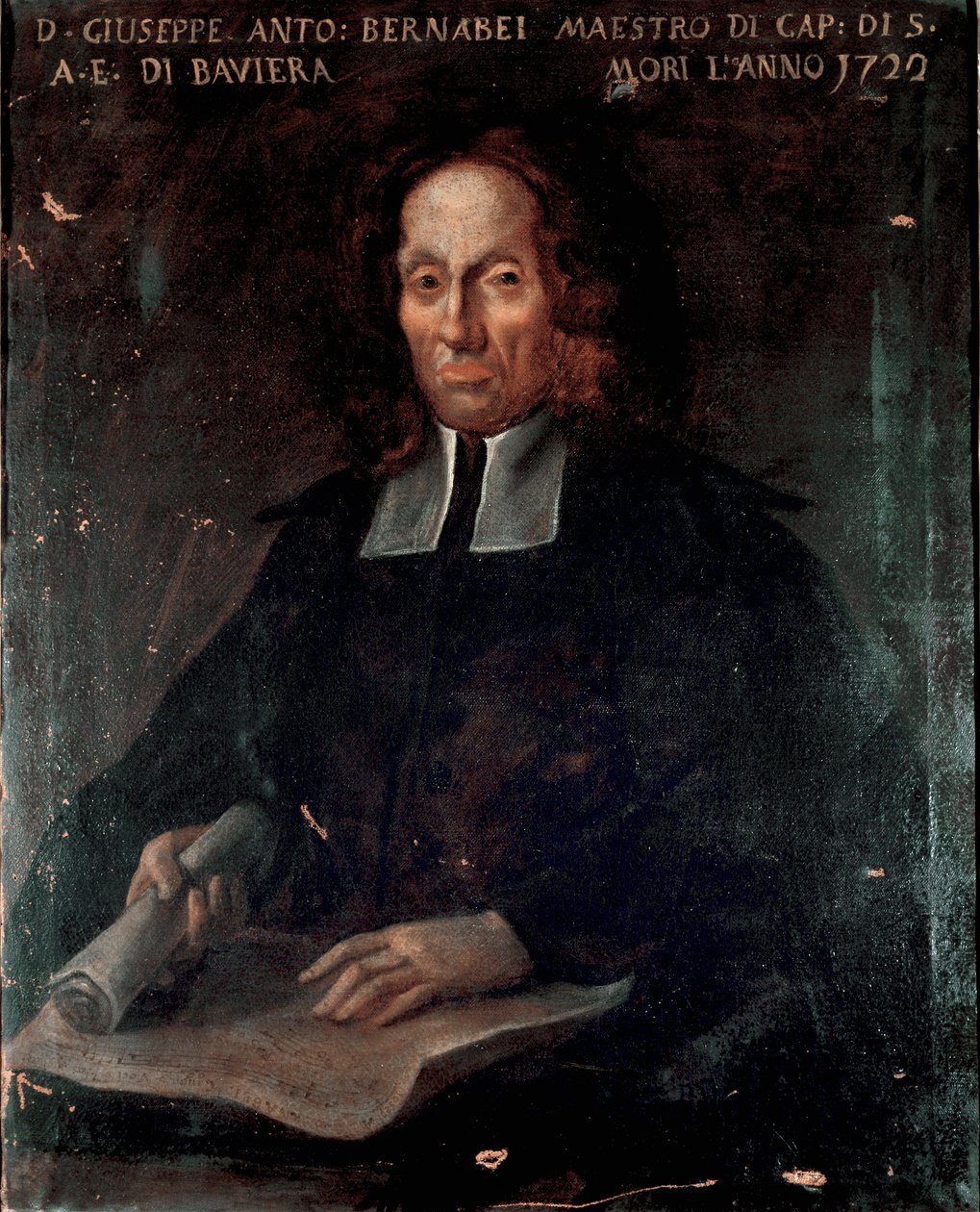 Portrett av komponisten Giuseppe Antonio Bernabei (1649-1732) Anonymt maleri. Bologna fra 1700-tallet, Civic Musical Bibliographic Museum - Portrett av komponisten Giuseppe Antonio Bernabei (1649-1732). Anonymt maleri 1700-tallet. Civic Museum Bib av Unknown artist