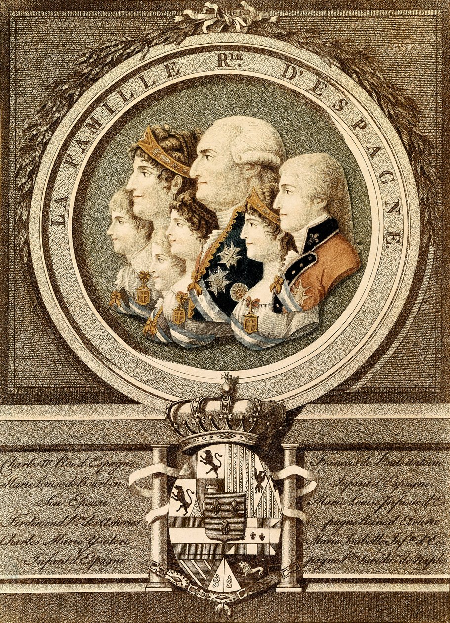 Portrett av kongefamilien i Spania: Kong Carlos IV (Charles IV av Unknown artist
