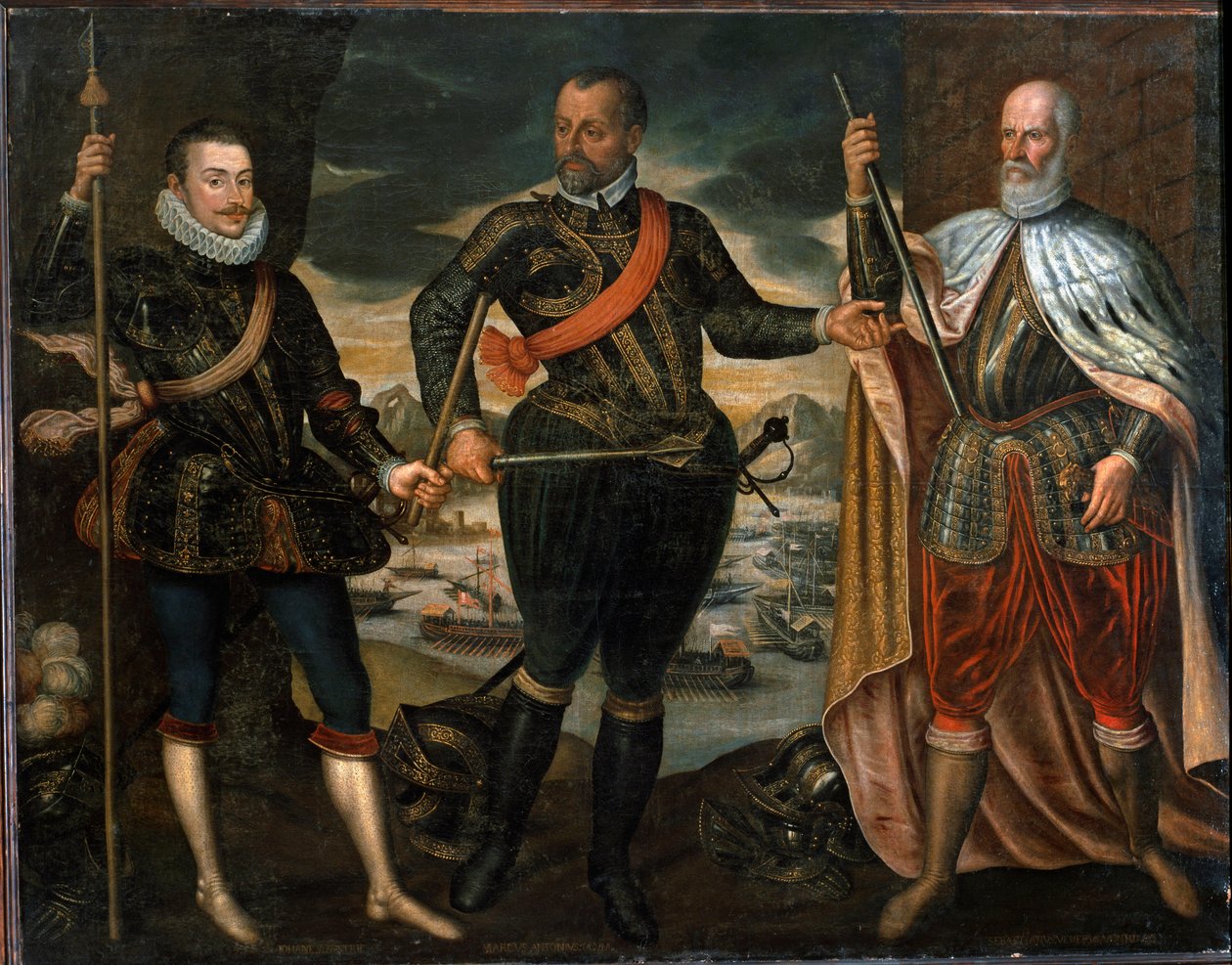 Portretter av Marcantonio Colonna, prins Juan av Østerrike og dogen Sebastiano Venier. Vinnerne av slaget ved Lepanto, ca. 1571 (maleri) av Unknown artist
