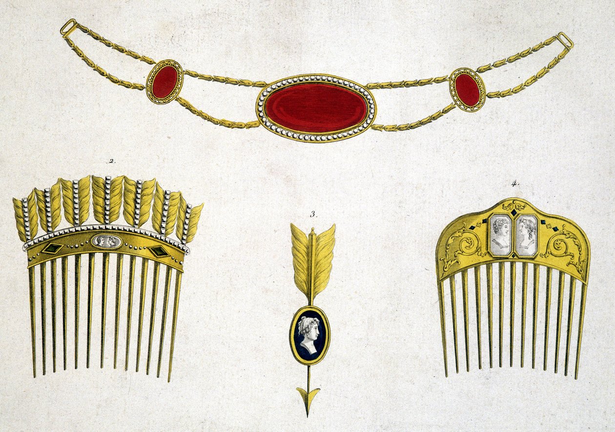 Kostbare kammer og nåler, ca 1810 av Unknown artist