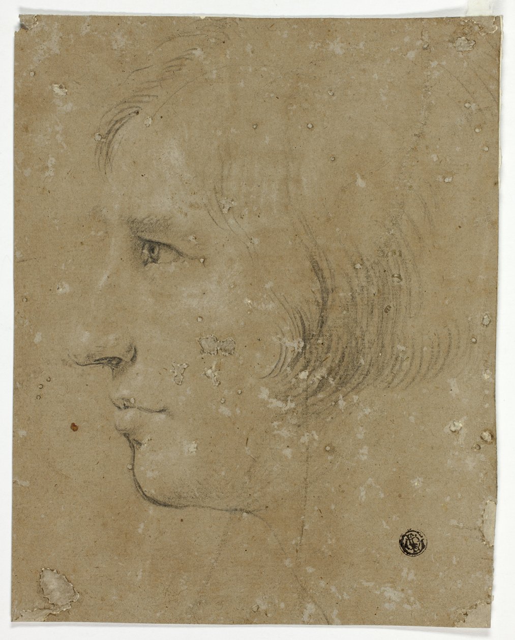 Profil av mannlig hode til venstre av Unknown artist