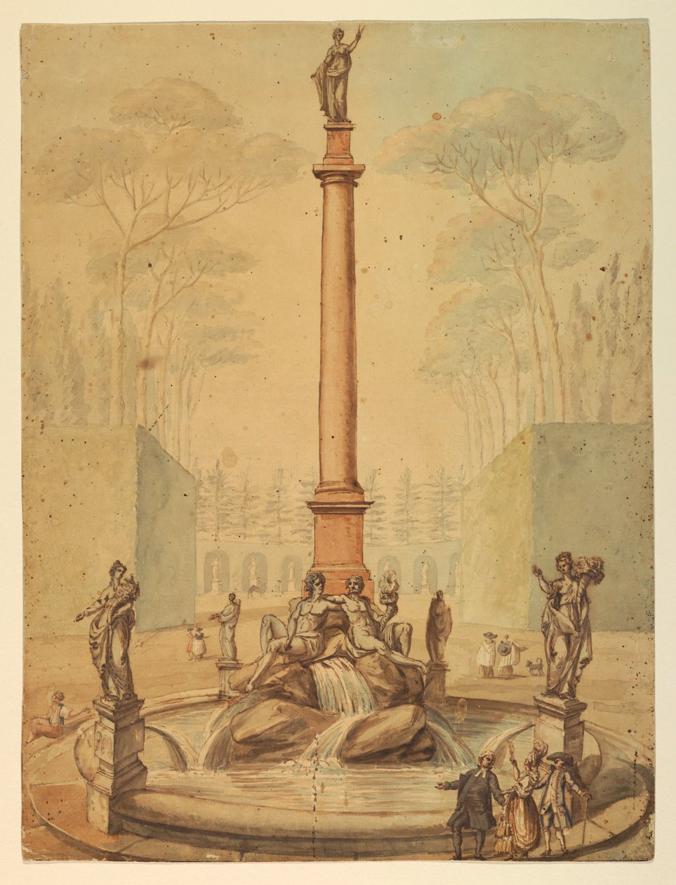 Prosjekt for en fontene i en park av Unknown artist