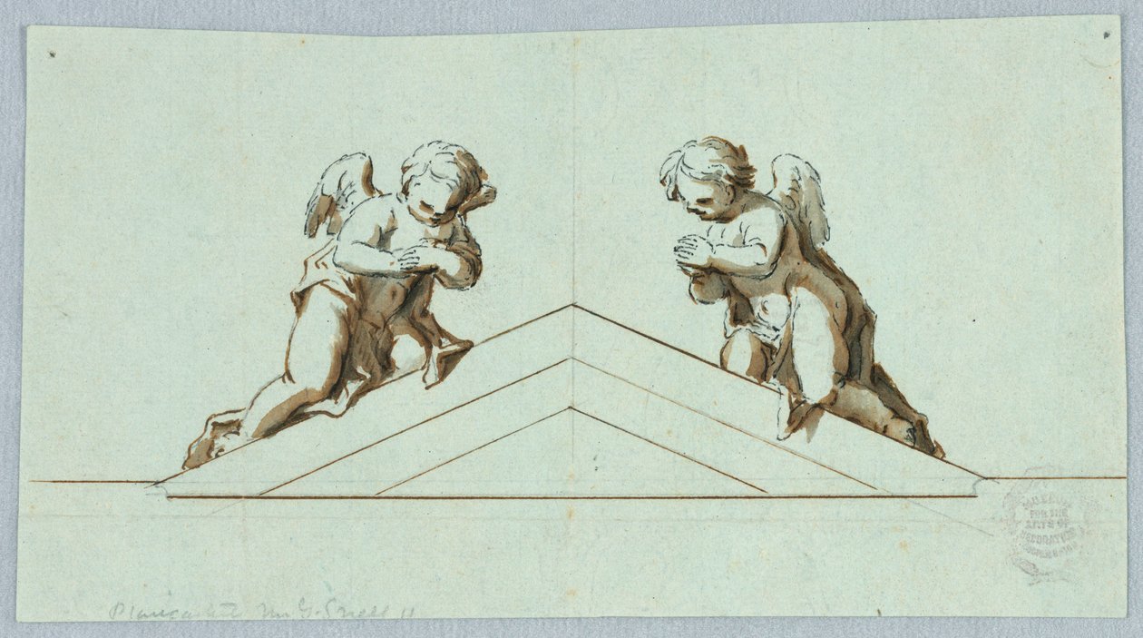 Prosjekt for et alter med engler og pediment av Unknown artist