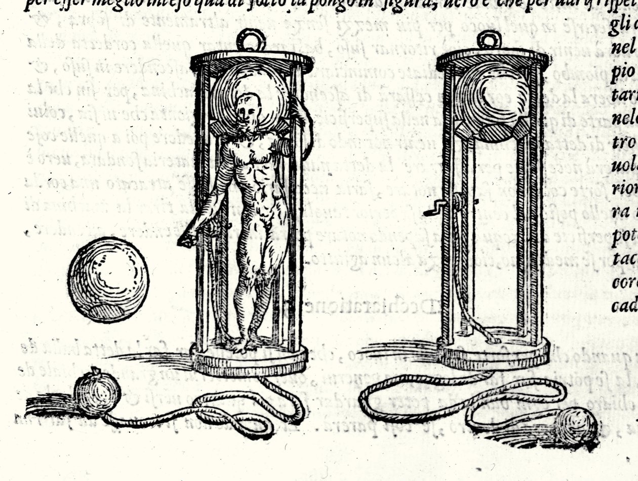 Prosjekt av den første scaphander av Nicoli Fontana kjent som Tartaglia (1499 - 1557) i 1551. Gravering 1500-tallet. av Unknown artist