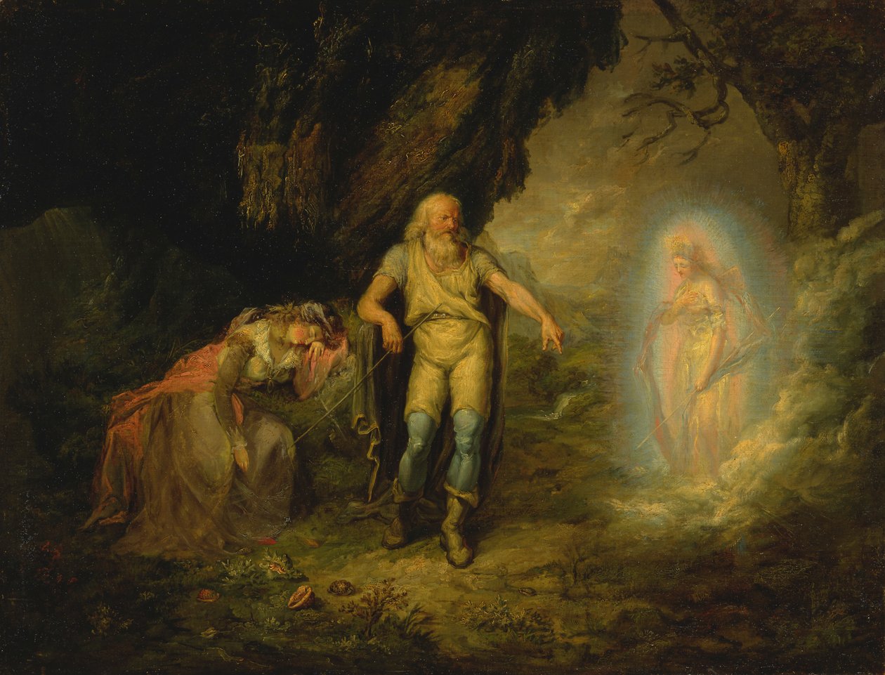 Prospero, Miranda og Ariel, fra "The Tempest" av Unknown artist