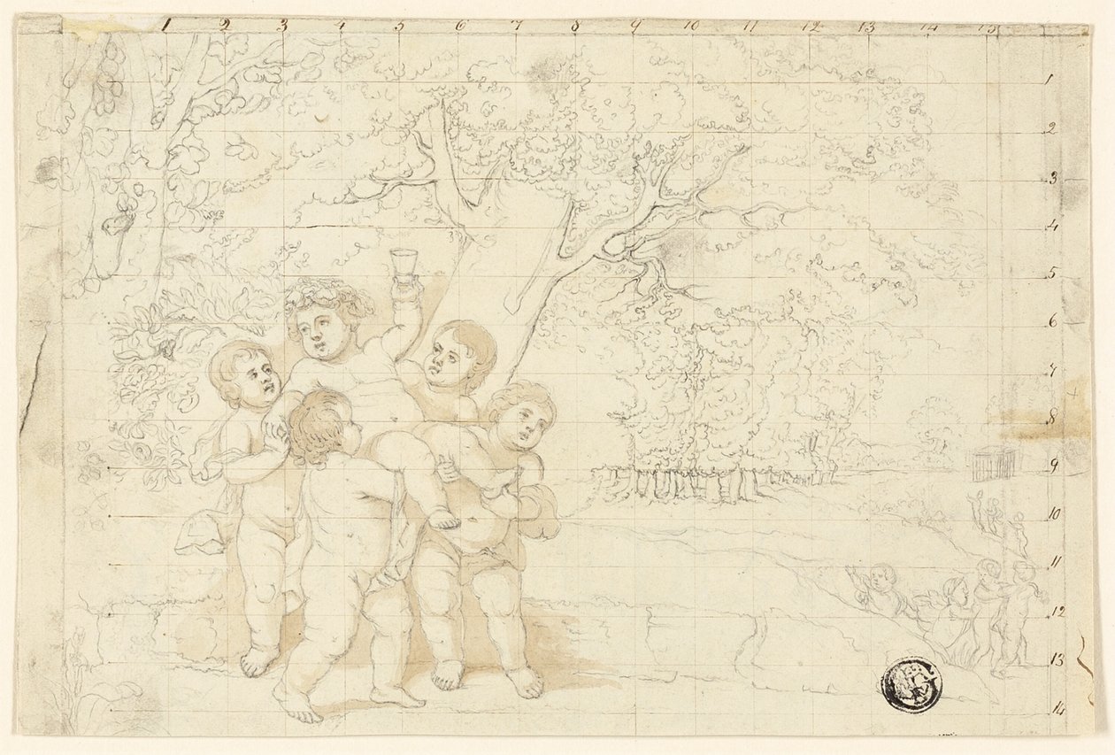 Putti som bærer unge Bacchus av Unknown artist