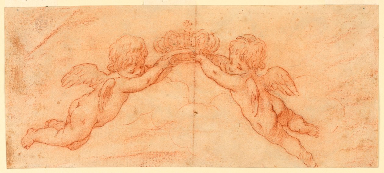 Putti med krone av Unknown artist