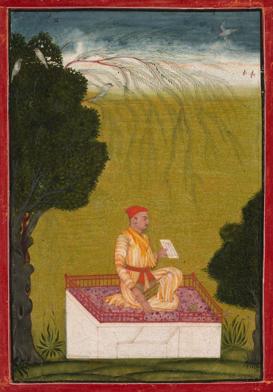 Raja Dalip Singh fra Guler on a Dais av Unknown artist
