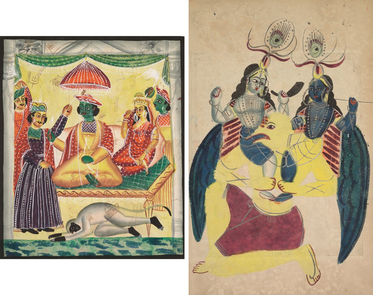 Rama og Sita (recto); Garuda som bærer Balarama og Krishna (verso) av Unknown artist