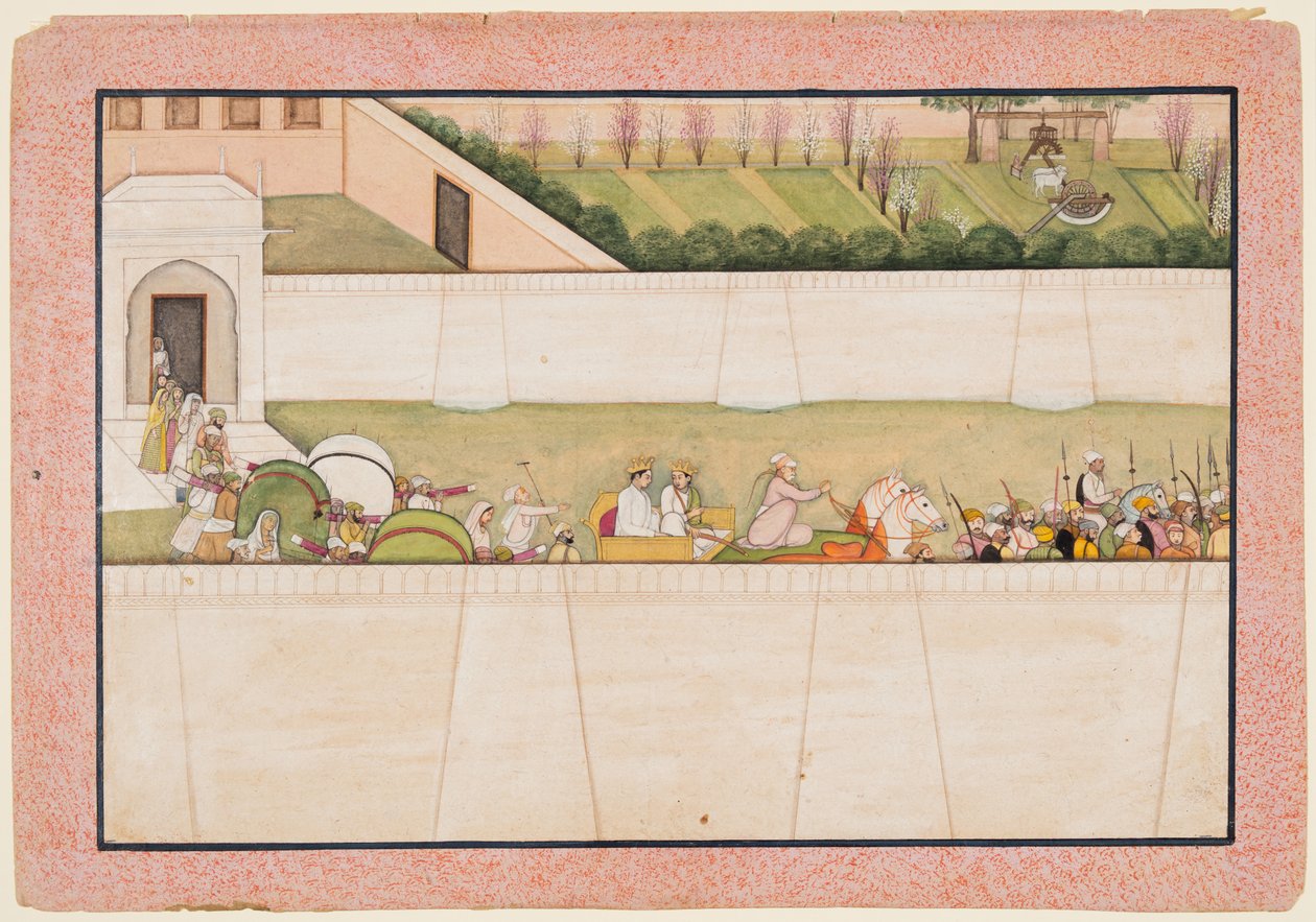 Ramas brødre Bharata og Shatrughna dro fra Ayodhya for å finne Rama og Lakshmana i skogen for å informere dem om faren Dasharathas død av Unknown artist