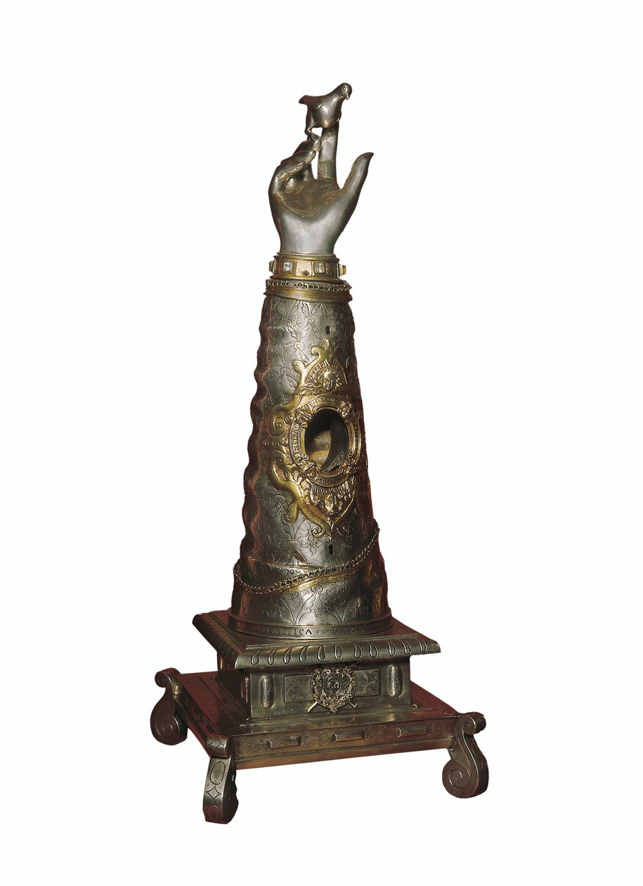 Relikvieskrin av høyre arm til søster St. Scholasticus (Scholastics) (480-543), grunnlegger av Benediktinerordenen av Unknown artist