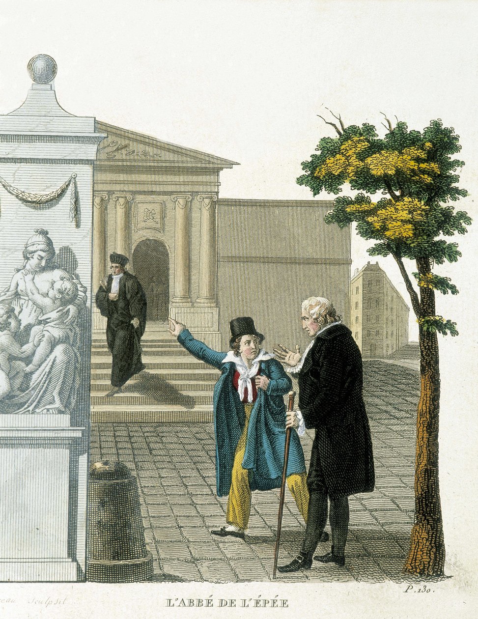 Representasjon Charles Michel de l'Epee (1712-1789) dit l'abbe de l'Epee, fransk pedagog. Han utviklet et kommunikasjonssystem for døvestumme. Gravering av 1800-tallet. av Unknown artist