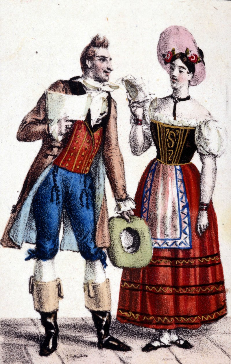 Representasjon av Dulcamare og Alina (fremført av henholdsvis Frezzolini og Heinefetter) i operaen "Elixir d