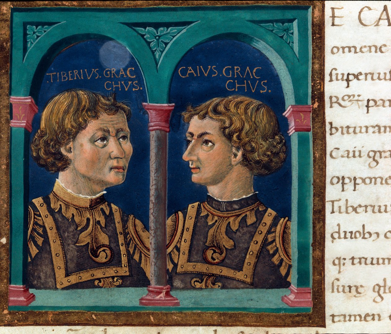 Representasjon av Tiberius Sempronius Gracchus (162-133 f.Kr.) og hans bror Caius Sempronius Gracchus (154-122 f.Kr.) med kallenavnet Gracchi, romerske statsmenn (Tiberius Sempronius Gracchus (162-133 f.Kr.) og Gaius (Caius) Sempronius-12hus (154-12hus) f. av Unknown artist