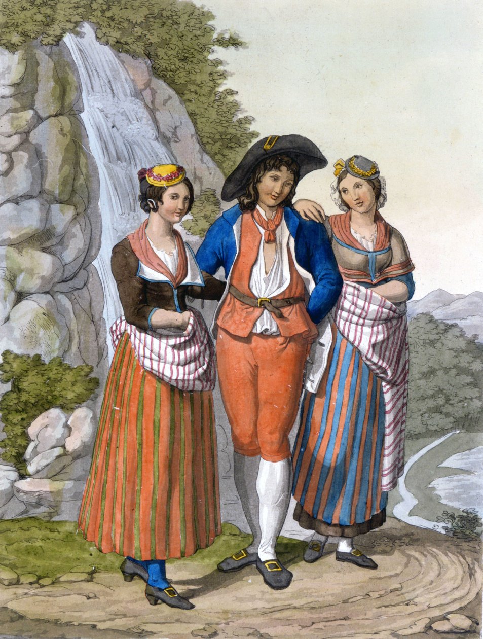Representasjon av Vaudois med klærne deres. 1820 ca. av Unknown artist
