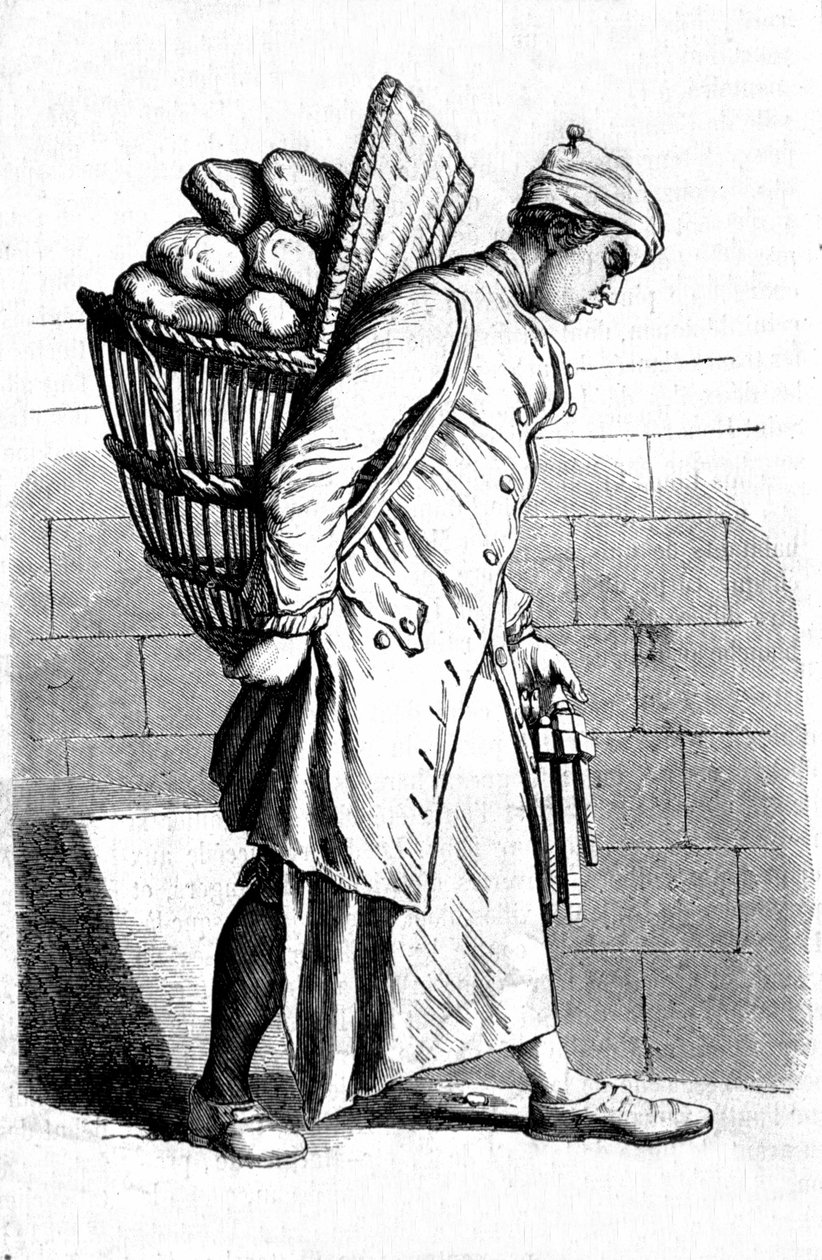 Representasjon av en baker. 1700-talls gravering. av Unknown artist
