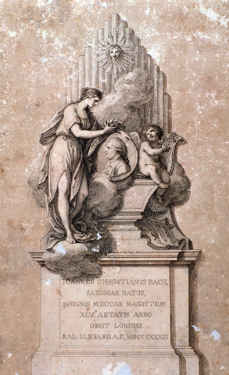 Representasjon av den tyske komponisten Johann Christian Bach (Gravering. 1700-tallet) av Unknown artist