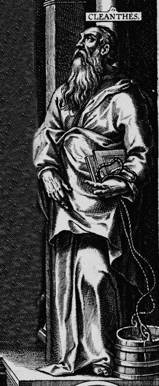 Representasjon av den greske filosofen stoicist Cleanthe (330-232 f.Kr.)"" Gravering fra frontispicen til "" Philosophical Works"" av Seneque av Unknown artist
