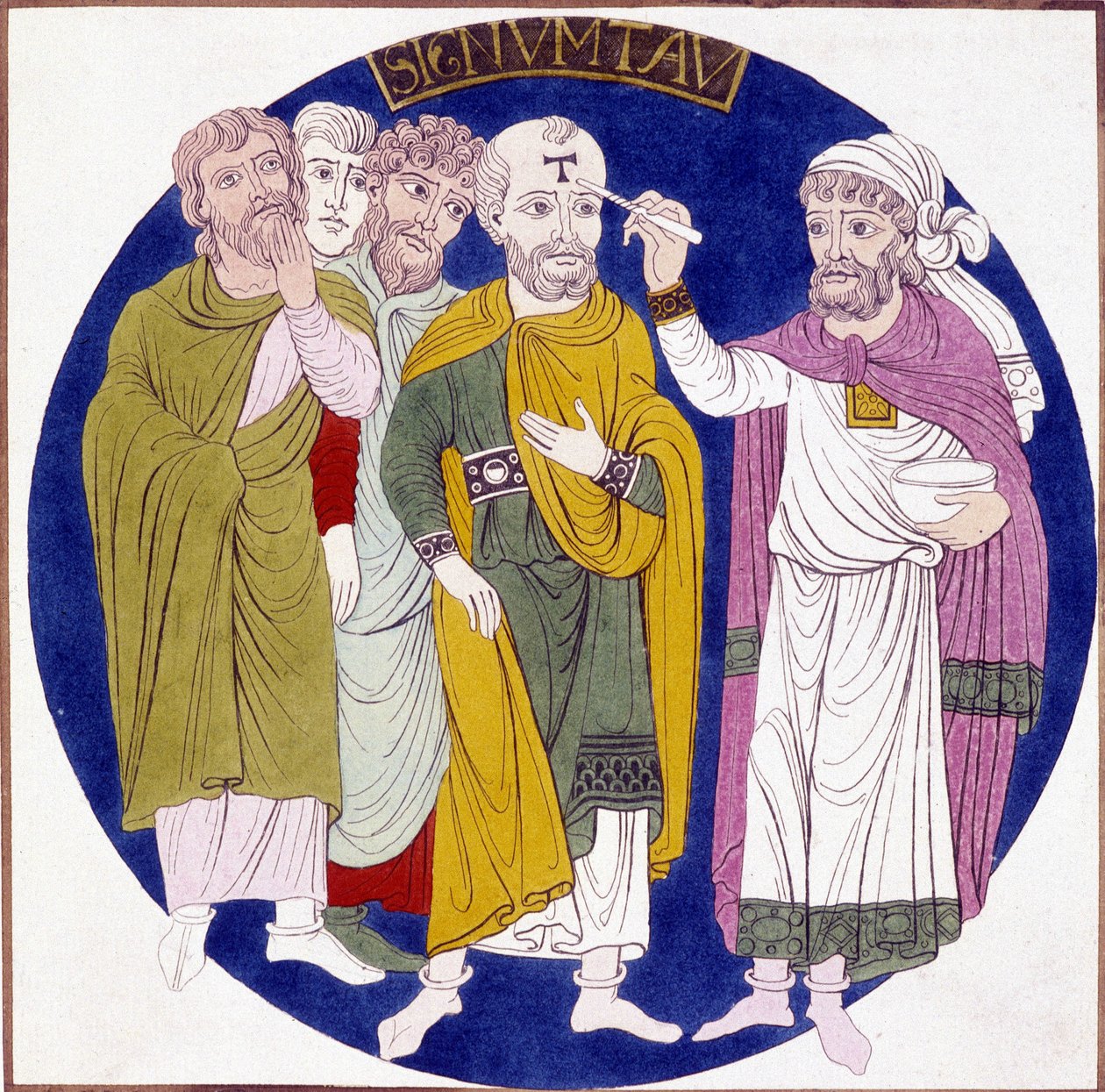 Representasjon av innvielsen av en eveque fra 1800-tallet etter et maleri på glass laget på Abbe Sugers tid av Unknown artist