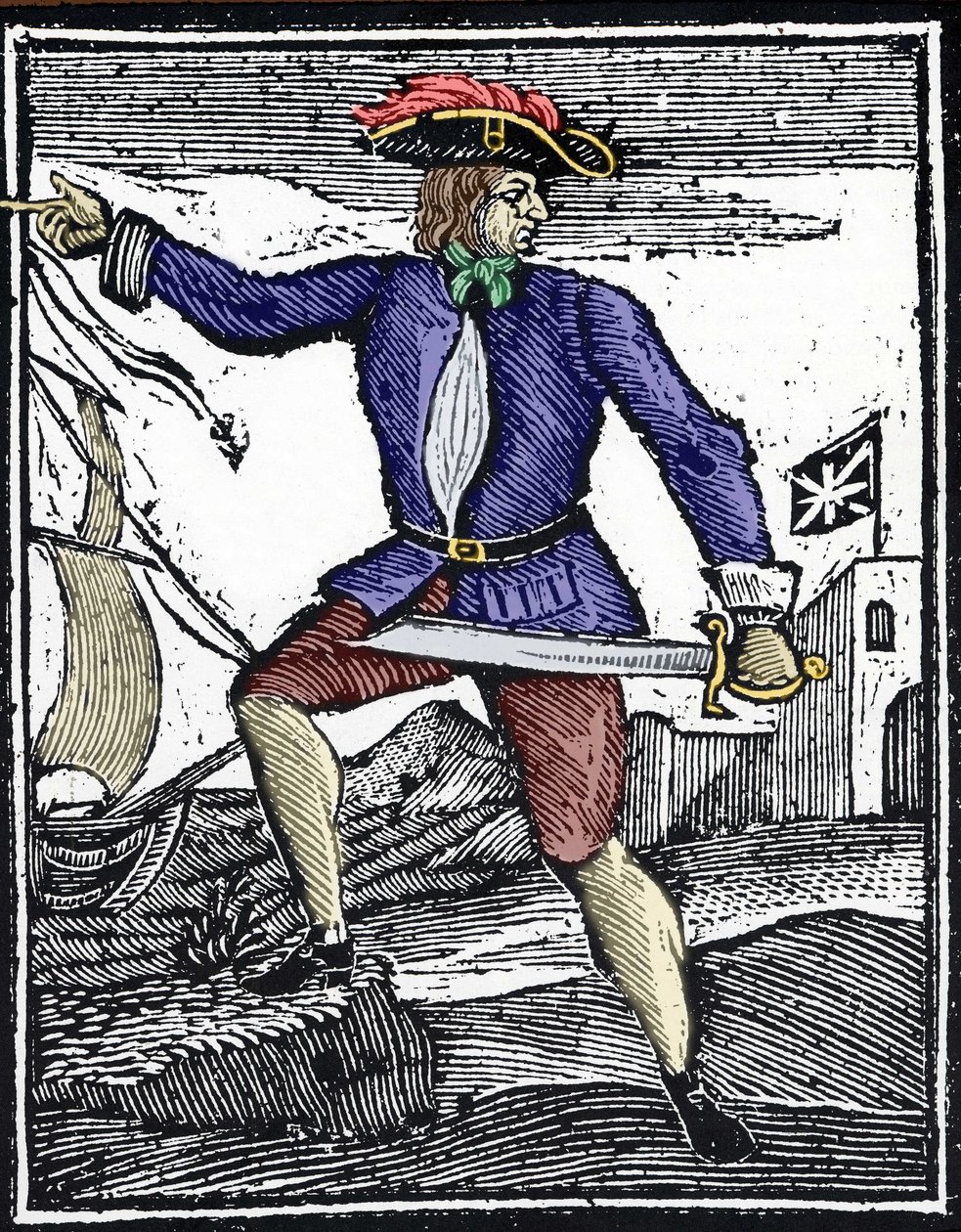Representasjon av piraten Howell Davis, aktiv rundt 1718-1719. av Unknown artist