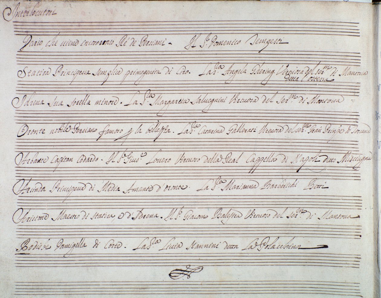Resume av operaen The coronation of Darius av Giuseppe Aldrovandini (1703) av Unknown artist