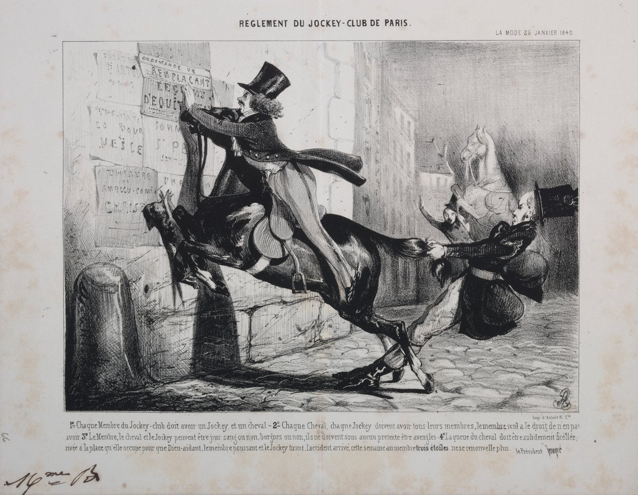 Regler for Jockey Club de Paris: Hvert medlem av Jockey Club må ha en Jockey og en hest... av Unknown artist