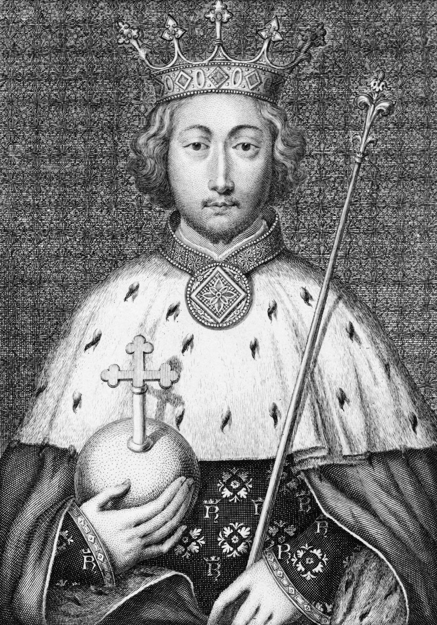 Richard II. (1367 to 1400) King of England. Engraving of the 18th century av Unknown artist