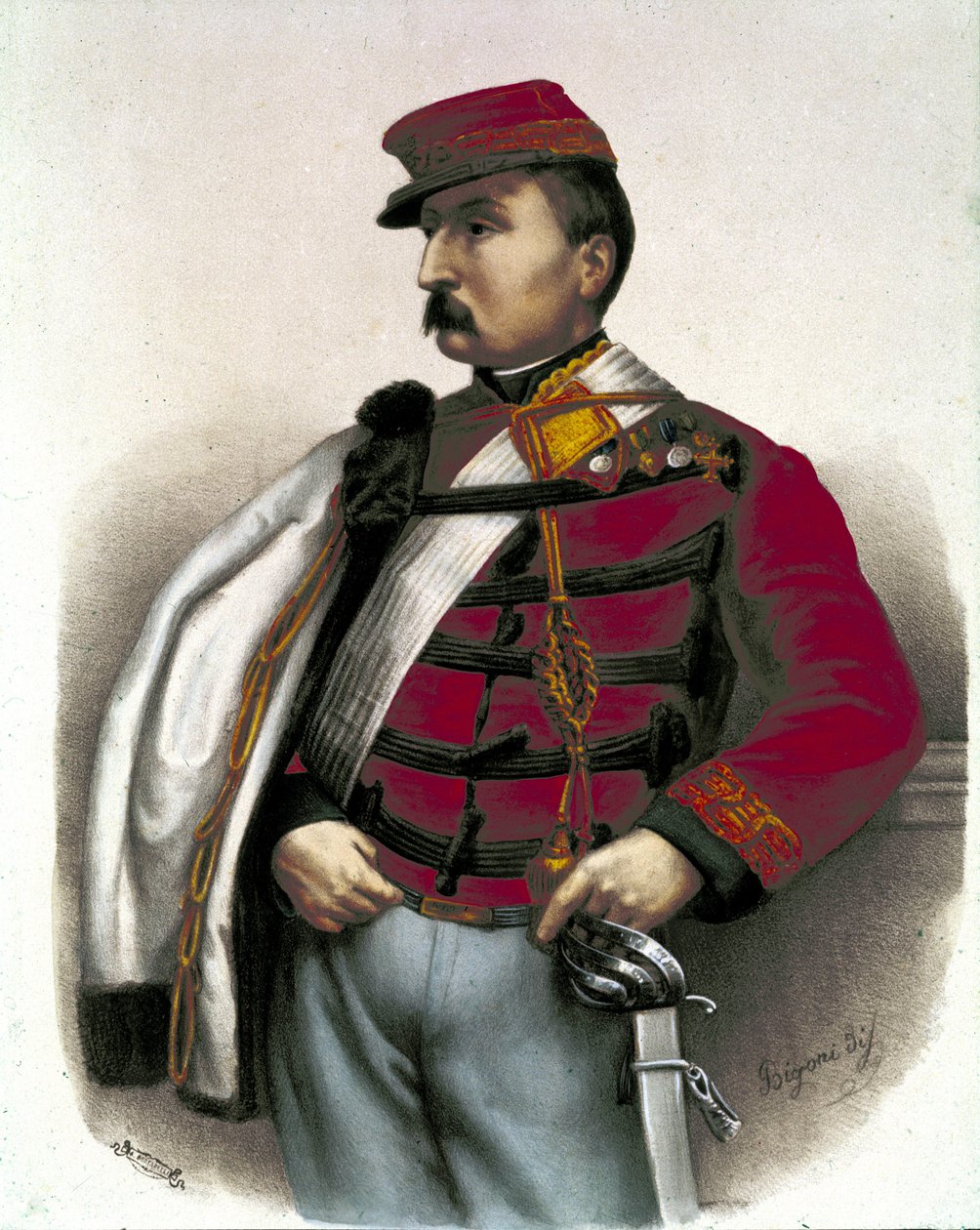 Risorgimento: Portrett av Nino Bixio (1821-1873), italiensk militær og politiker. Han tok en viktig del i Italian Unite. av Unknown artist