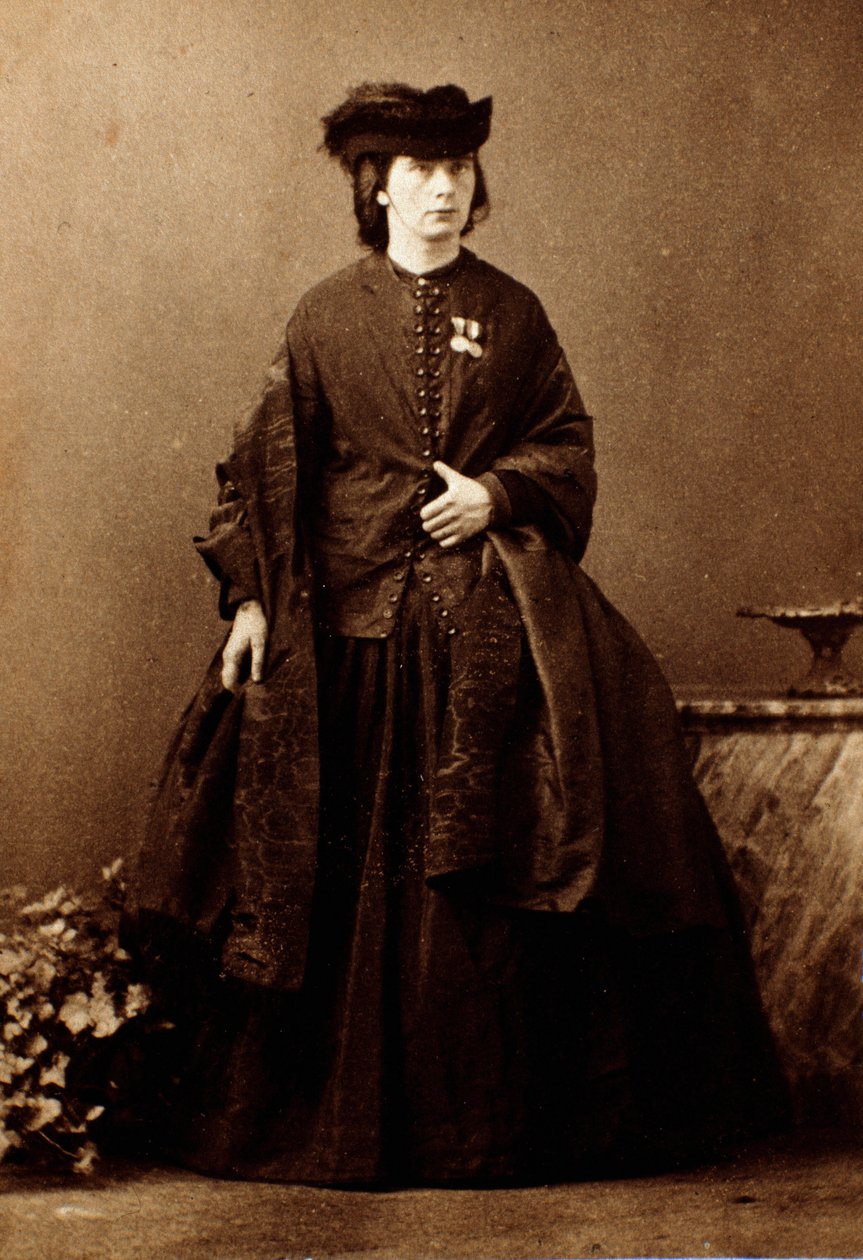 Risorgimento: "" Portrett av den engelske forfatteren Jessie White Mario (1832-1906), sykepleier under kampanjene til Giuseppe Garibaldis kone til den italienske patrioten Alberto Mario"" Fotografi. Privat samling av Unknown artist