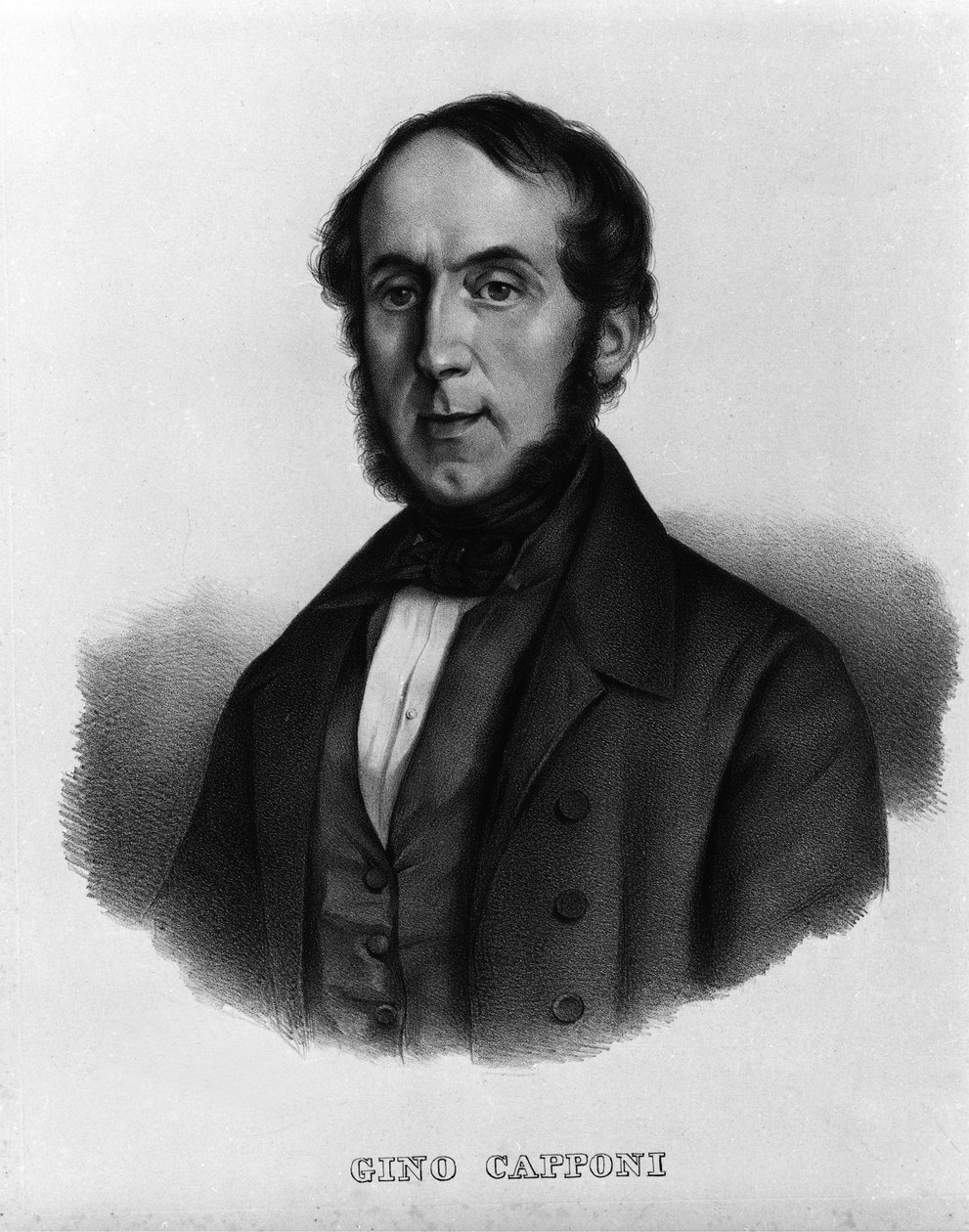 Risorgimento: portrett av den italienske forfatteren og politikeren Gino Capponi (1792-1876) Gravering fra 1800-tallet av Unknown artist