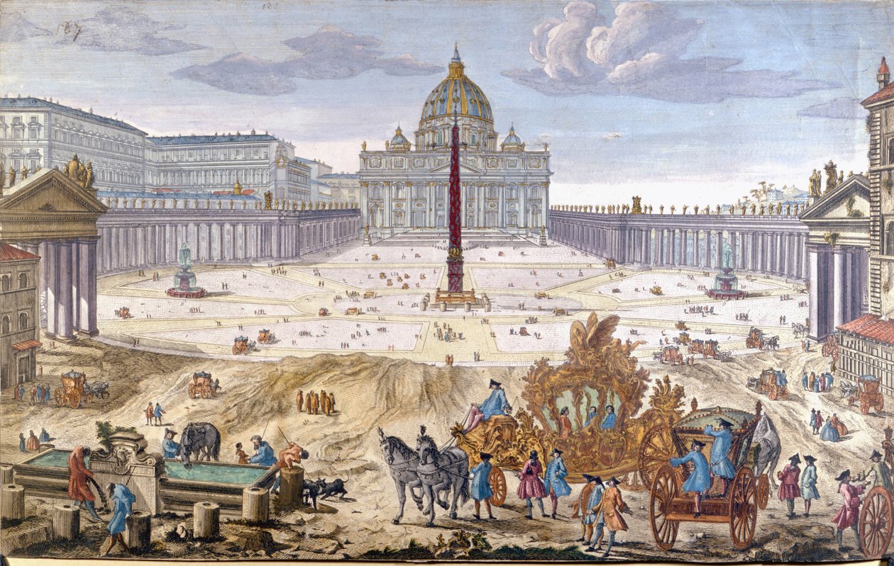 Roma, Petersplassen på begynnelsen av 1700-tallet. av Unknown artist