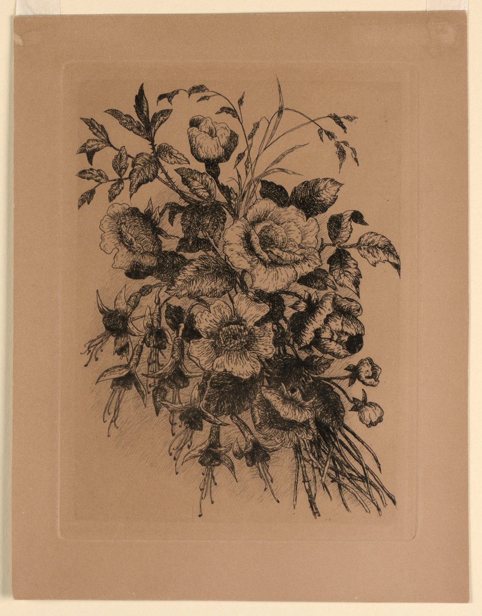 Roser og Fuchsiaer av Unknown artist