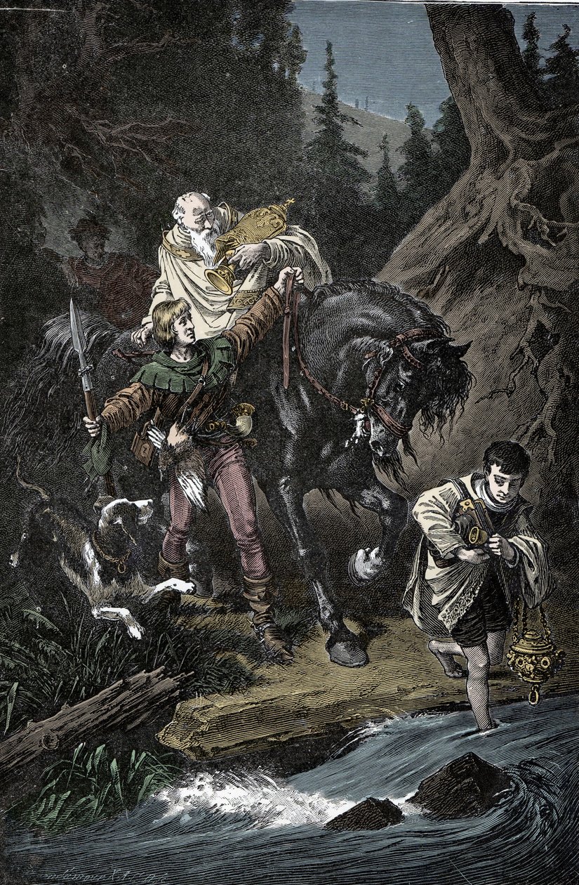 Rudolf av Habsburg og presten - Rodolf I av det hellige rike (Rodolf IV av Habsburg) av Unknown artist