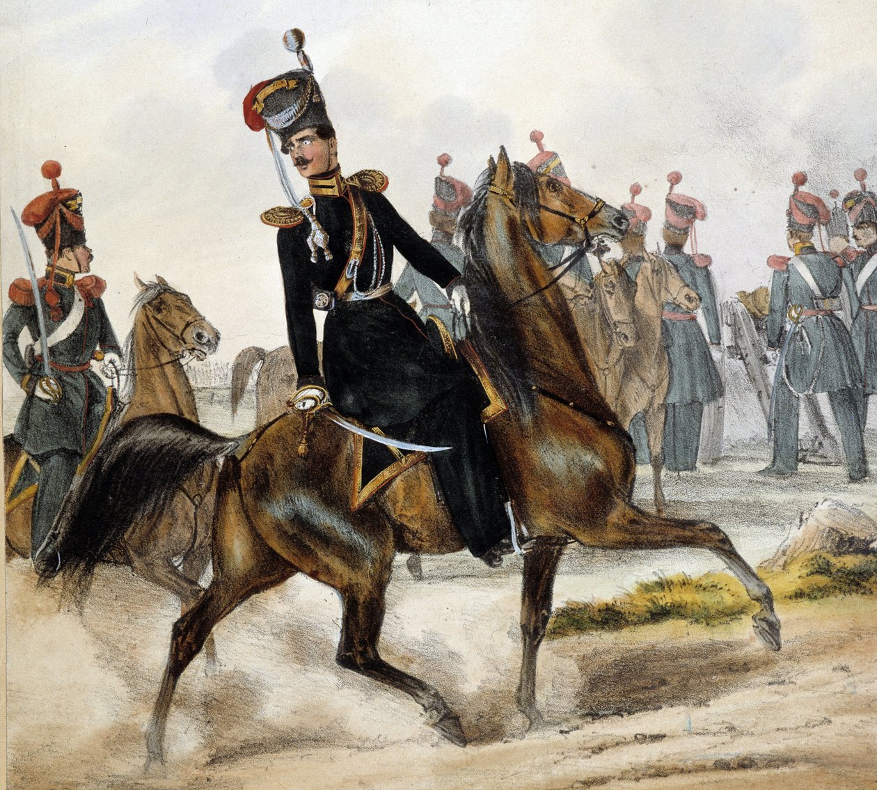 Russiske kosakker - tegning, deb. 1800-tallet av Unknown artist