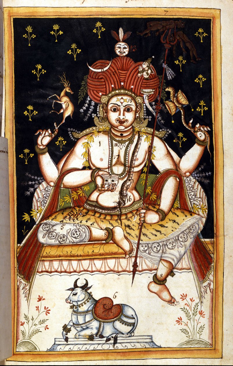 Rutrim, hinduistisk guddom Side fra manuskriptet (ms.8300) "" History of Mogol"" (Moghul eller Moghol) av Stefano Nivibus Cardeira. 18. århundre. Bibloteca marciana, Venezia av Unknown artist